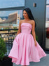 Strapless Satin Ball Gown Short Prom Dresses LBQ1381